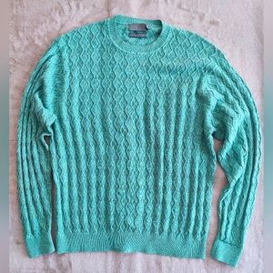 Talbots Blue Silk and Cotton Cable Knit Sweater - Size Large